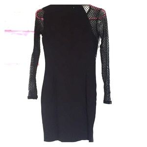 Black dress with lace.